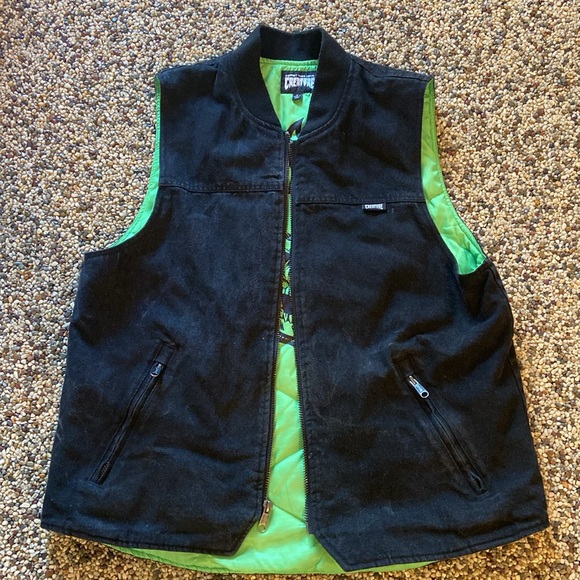 CREATURE Other - CREATURE brand Black denim vest with neon green lining